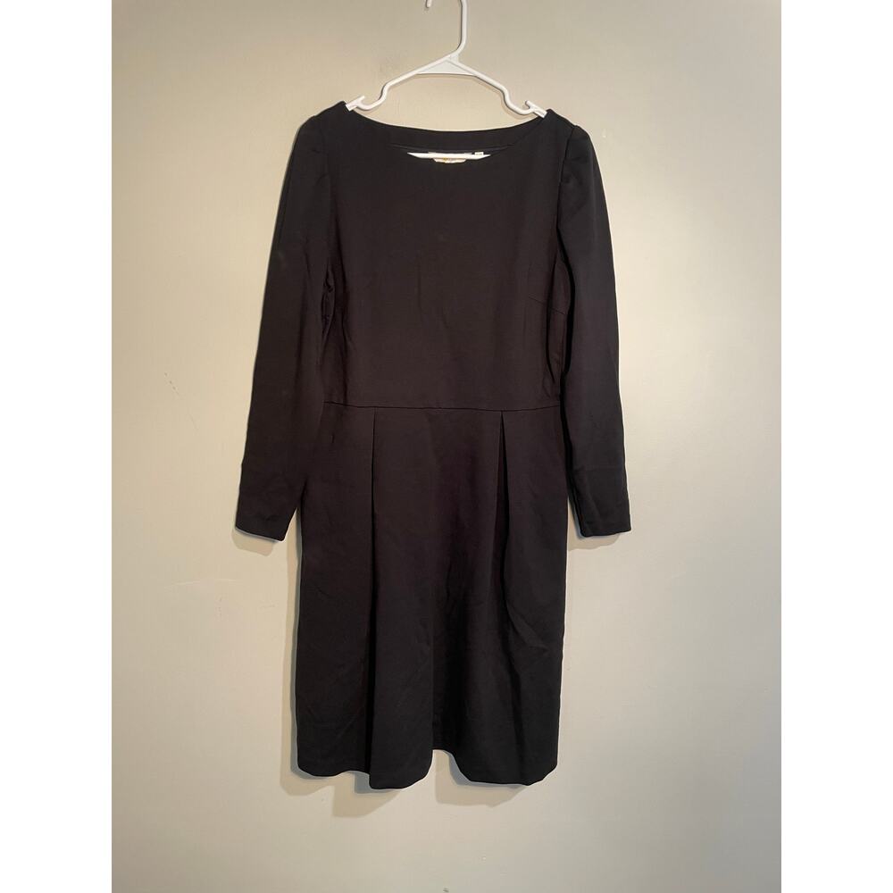 Boden Melanie Ponte Knit Long Sleeve A-Line Black Dress Size 10